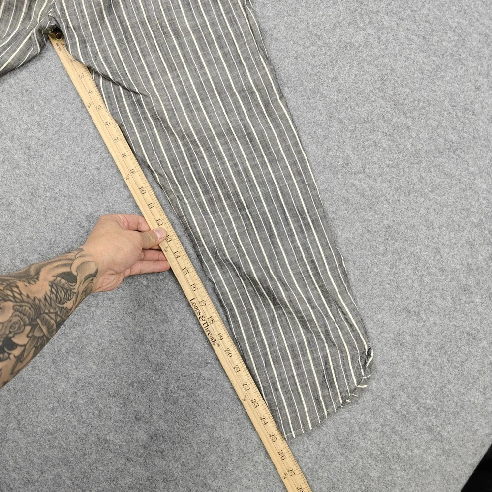 Marine Layer Pants Mens Small Gray Linen Lyocell Striped Jogger Elastic‎ Waist
